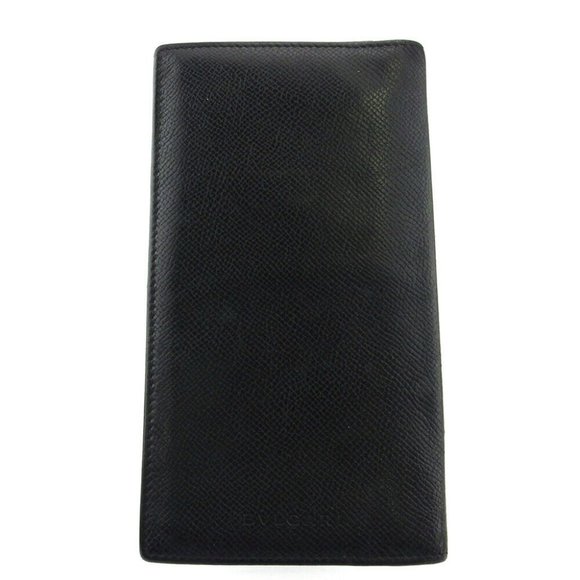 BVLGARI length wallet Classico Leather Auth used T18007